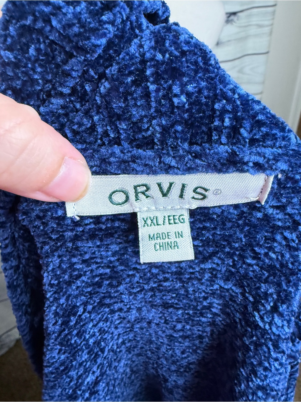Orvis Deep Navy Chenille Hooded Cardigan - Picture 3 of 4